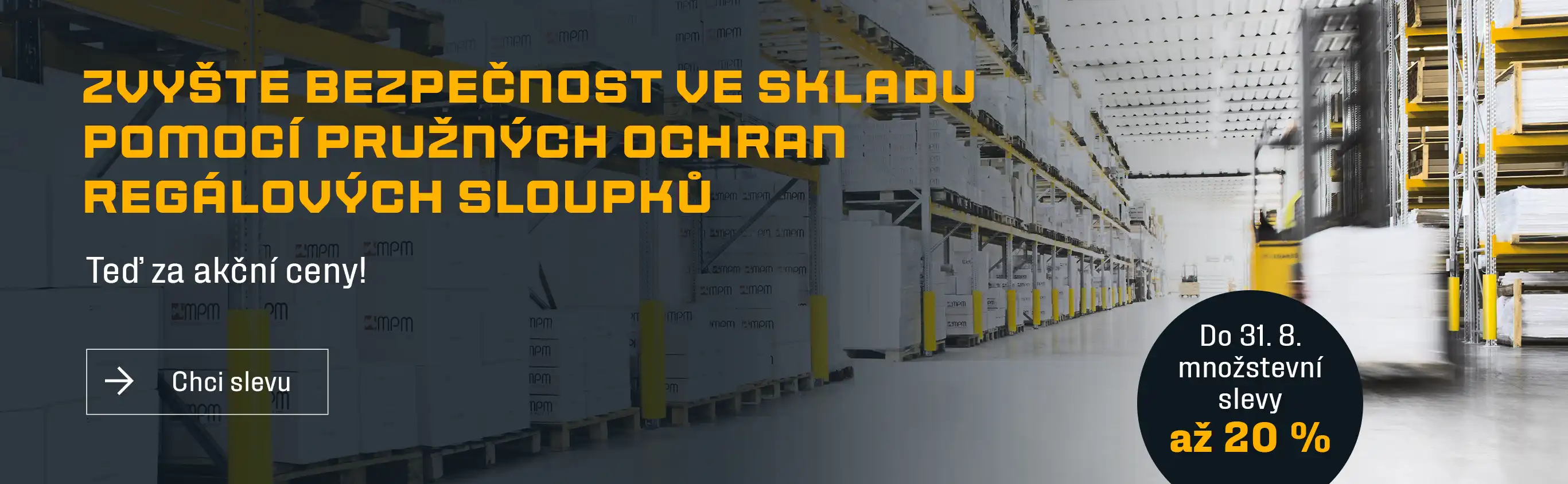 Zvyšte bezpečnost ve skladu pomocí pružných ochran regálových sloupků – teď za akční ceny!