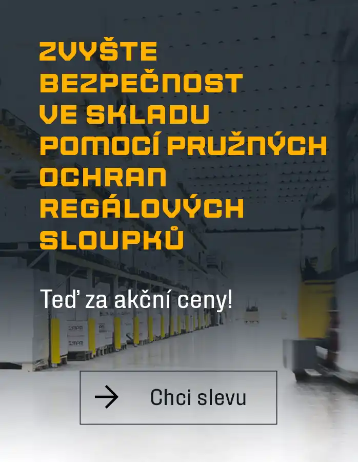 Zvyšte bezpečnost ve skladu pomocí pružných ochran regálových sloupků – teď za akční ceny!