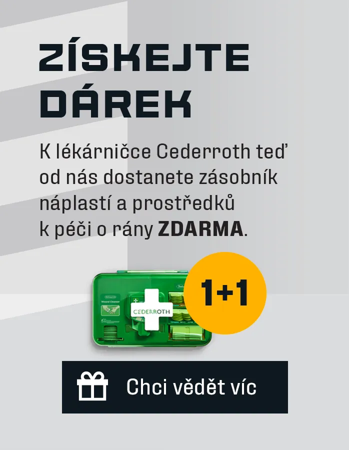Získejte dárek: K lékárničce Cederroth teď od nás dostanete zásobník náplastí a prostředků k péči o rány ZDARMA.