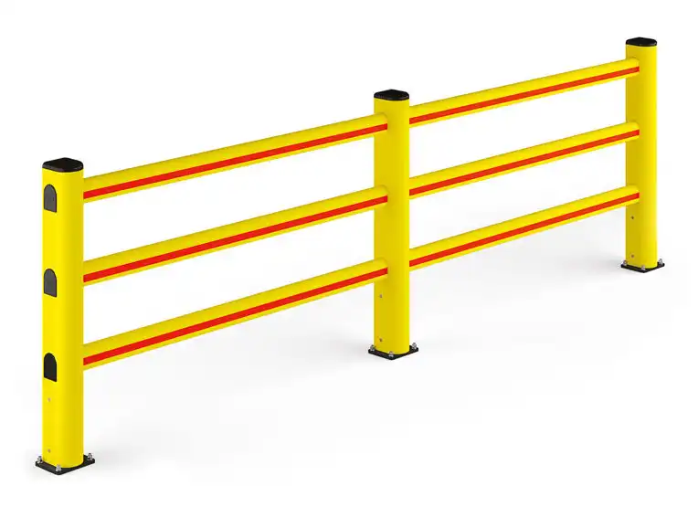 Ochranná zábrana s oranžovými pruhy