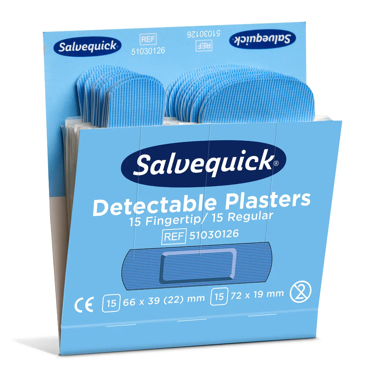 Modré detekovatelné náplasti běžné a na konečky prstů Salvequick