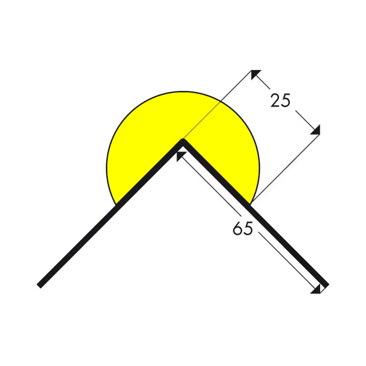Nástěnný ochranný profil 2, černá / žlutá, Ø 6,5 cm × 100 cm