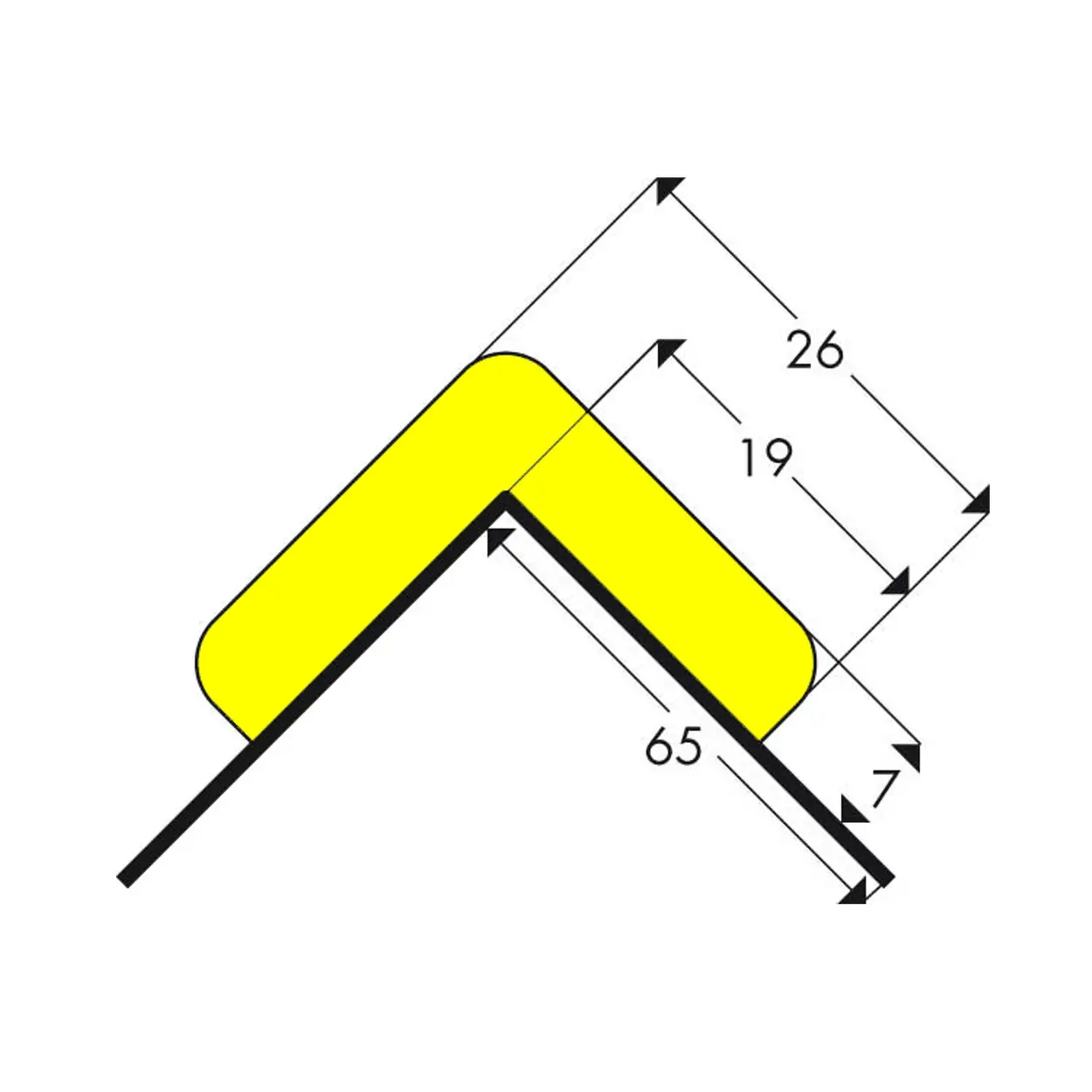 Nástěnný ochranný profil 7, černá / žlutá, 7,2 cm × 100 cm