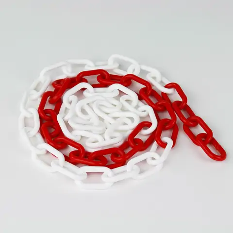 Plastový řetěz, bílá / červená, Ø 7,5 mm, délka 25 m