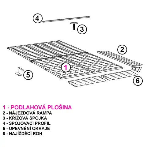 Podlahová plošina, 100 × 50 × 12,3 cm, 57 l