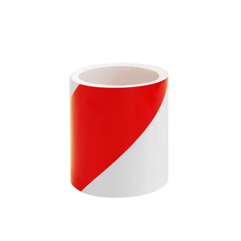 Standardní reflexní výstražná páska, pravá, bílá/červená, 10 cm × 25 m